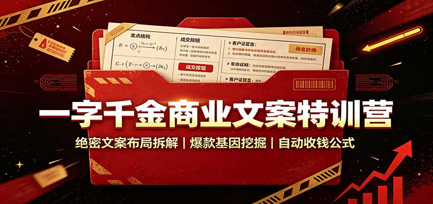 一字千金商业文案特训营：绝密文案布局拆解，爆款基因挖掘，自动收钱公式-轻创星球网