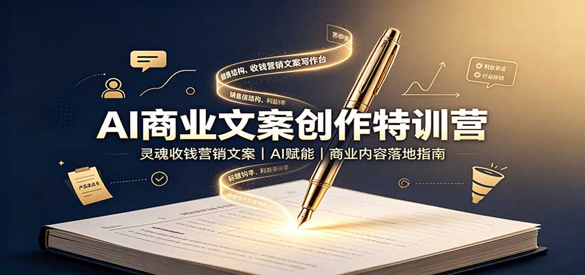 AI商业文案创作特训营：灵魂收钱营销文案，AI赋能，商业内容落地指南-轻创星球网