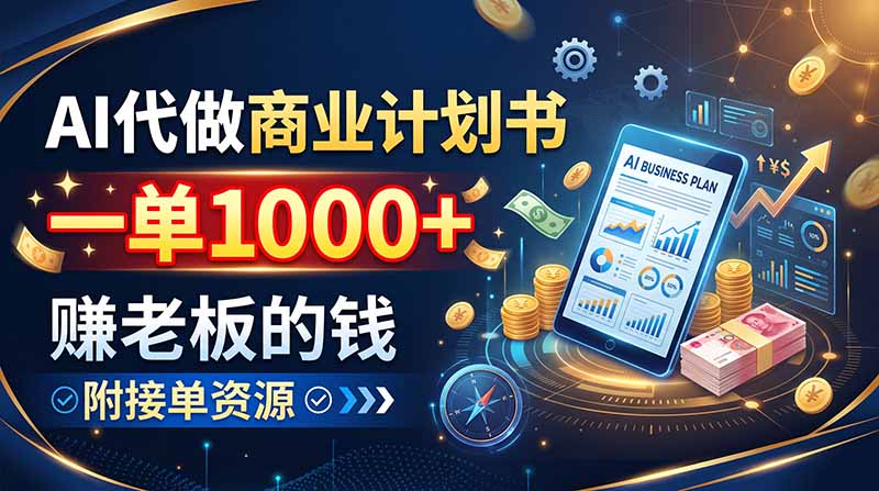 AI代做商业计划书，一单1000+，赚老板的钱，附接单资源-轻创星球网