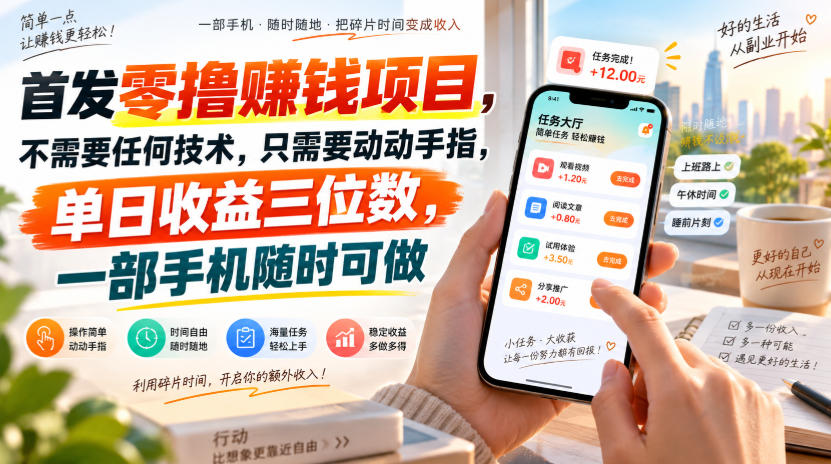 首发零撸賺钱项目，不需要任何技术，只需要动动手指，单日收益三位数，一部手机随时可做【揭秘】-轻创星球网