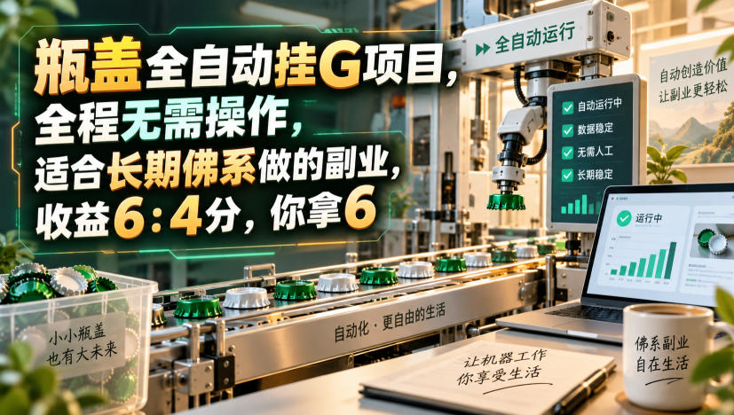 瓶盖全自动挂G项目，全程无需操作，适合长期佛系做的副业，收益6：4分，你拿6【揭秘】-轻创星球网