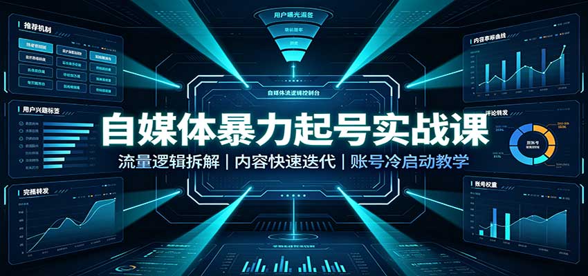 自媒体暴力起号实战课：流量逻辑拆解，内容快速迭代，账号冷启动教学-轻创星球网
