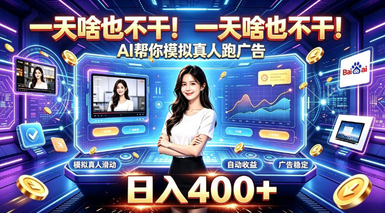 一天啥也不干！AI帮你模拟真人跑广告，稳定日入400+，实现真正被动变现【揭秘】-轻创星球网