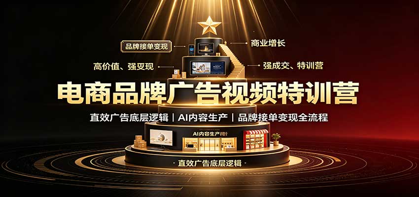 电商品牌广告视频特训：直效广告底层逻辑，AI内容生产，品牌接单变现全流程-轻创星球网