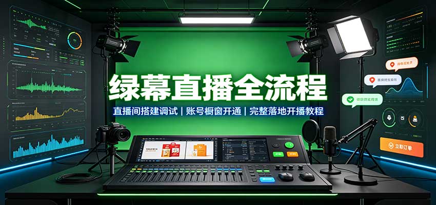 绿幕直播全流程：直播间搭建调试，账号橱窗开通，完整落地开播教程-轻创星球网
