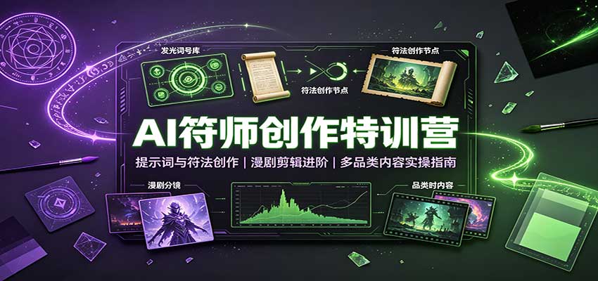 AI符师创作特训营：提示词与符法创作，漫剧剪辑进阶，多品类内容实操指南-轻创星球网