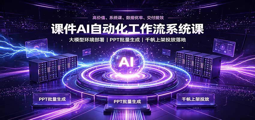 课件AI自动化工作流系统课：大模型环境部署，PPT批量生成，千帆上架投放落地-轻创星球网