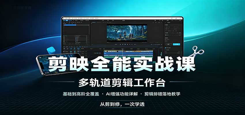 剪映全能实战课：基础到高阶全覆盖，AI增强功能，剪辑排错落地教学-轻创星球网