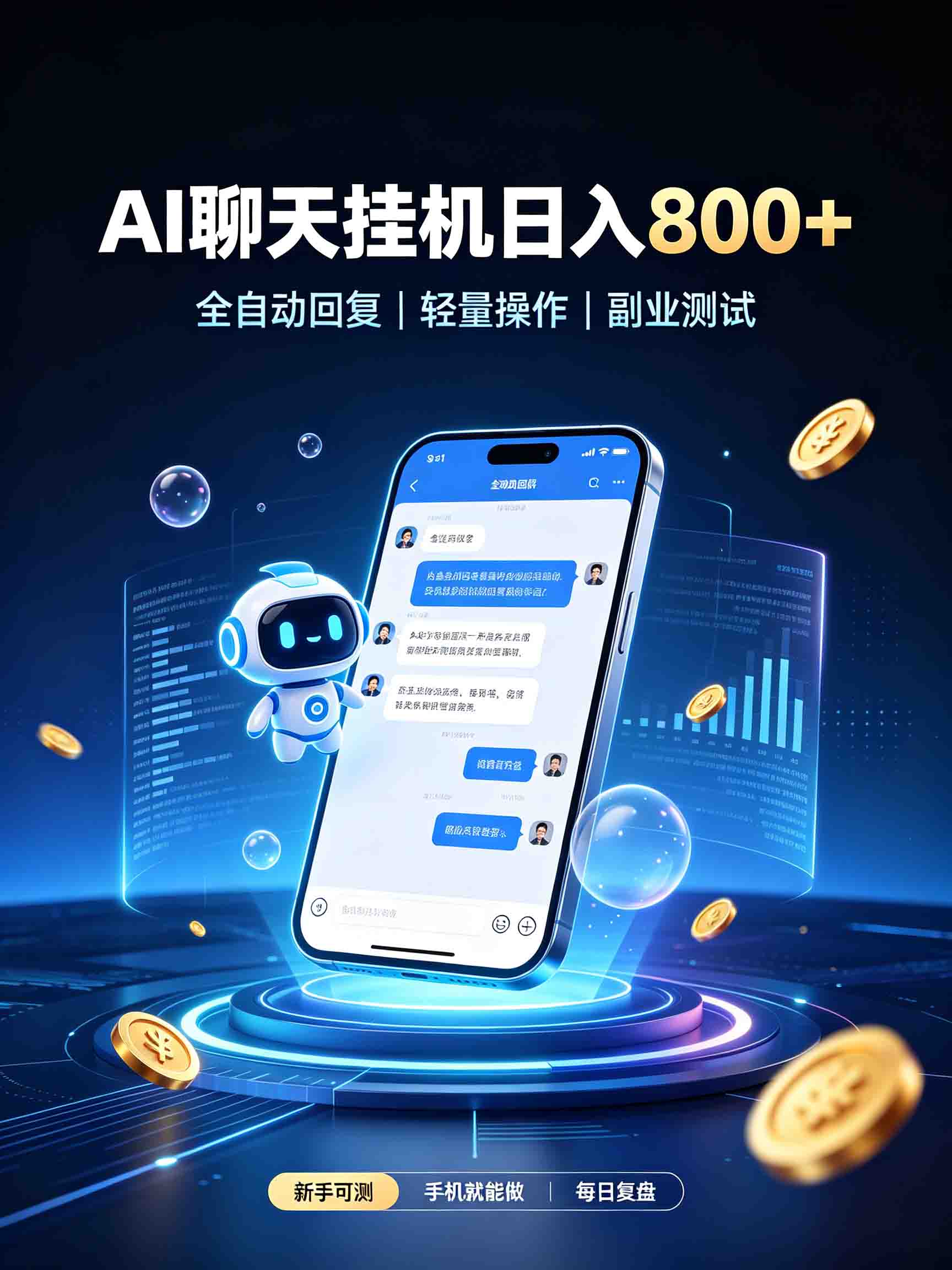 AI聊天挂机，日入800+，适用个人副业，工作室矩阵操作-轻创星球网