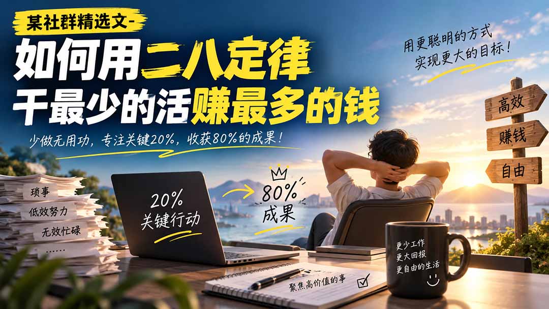 某社群精选文-如何用二八定律干最少的活赚最多的钱-轻创星球网