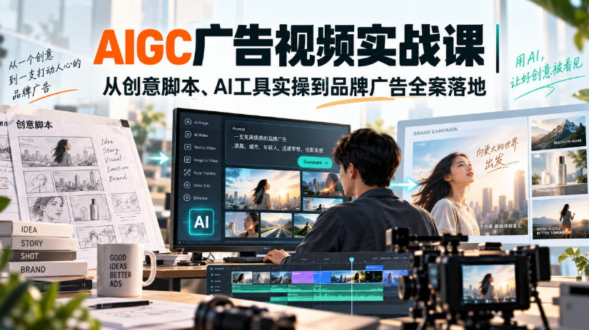 AIGC广告视频实战课｜从创意脚本、AI工具实操到品牌广告全案落地-轻创星球网