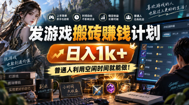 发游戏搬砖賺钱计划，日入1k+，普通人利用空闲时间就能做！【揭秘】-轻创星球网