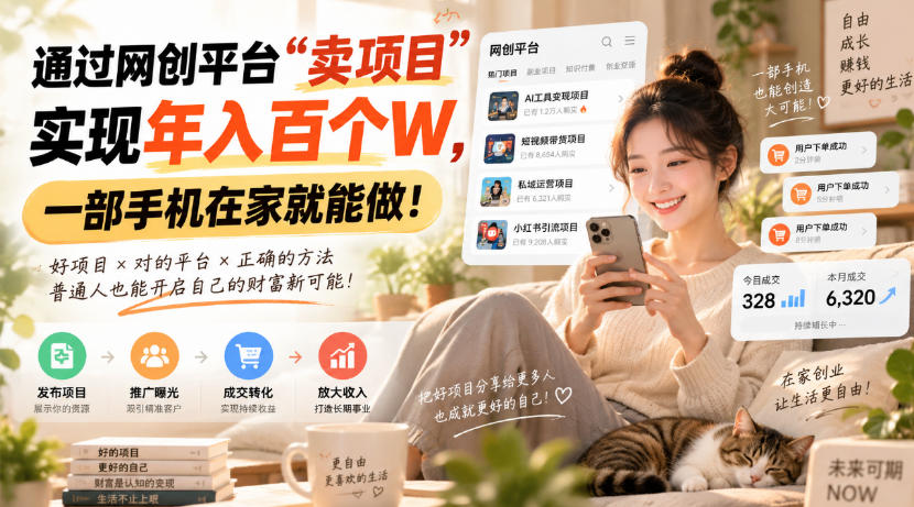 靠卖网创项目变现，一年拿下百万收益！一台手机就能操作！-轻创星球网