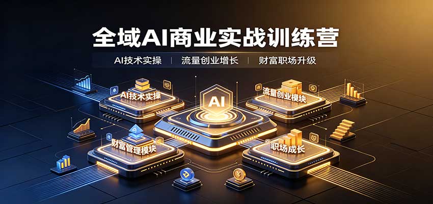 全域AI商业实战训练营：涵盖AI技术实操、流量创业、财富管理与职场成长全体系内容-轻创星球网