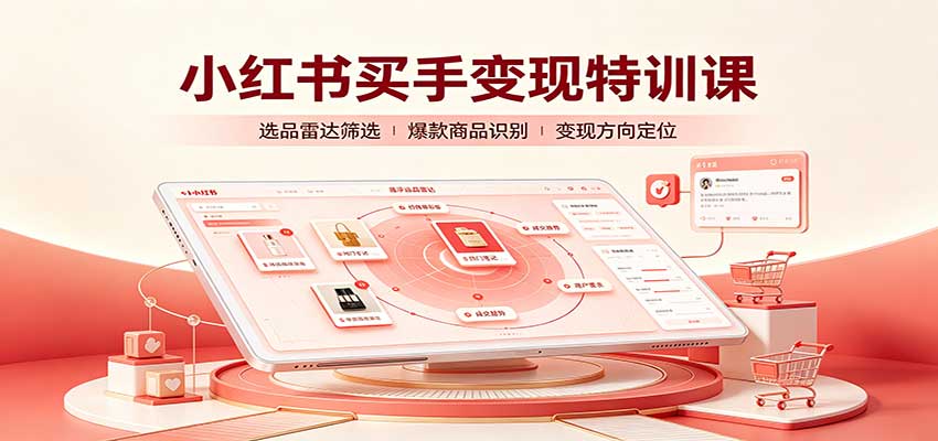 小红书买手变现特训课：账号定位养号起号，选品挂车，笔记标题封面全套教学-轻创星球网
