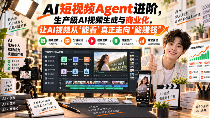 AI短视频Agent进阶，生产级AI视频生成与商业化，让AI视频从”能看”真正走向”能賺钱”-轻创星球网