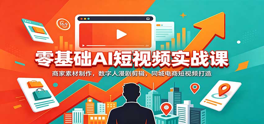 零基础AI短视频实战课：商家素材制作，数字人漫剧剪辑，同城电商短视频打造-轻创星球网