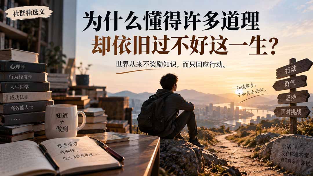 社群精选文:为什么懂得许多道理却依旧过不好这一生?-轻创星球网