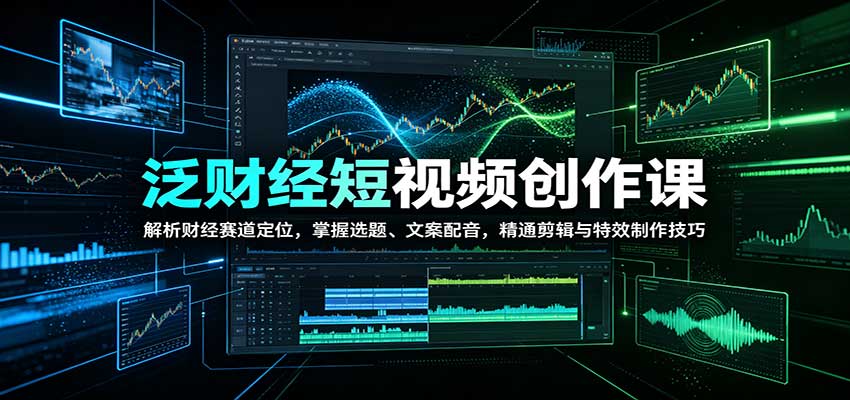 泛财经短视频创作课：解析财经赛道定位，掌握选题、文案配音，精通剪辑与特效制作技巧-轻创星球网