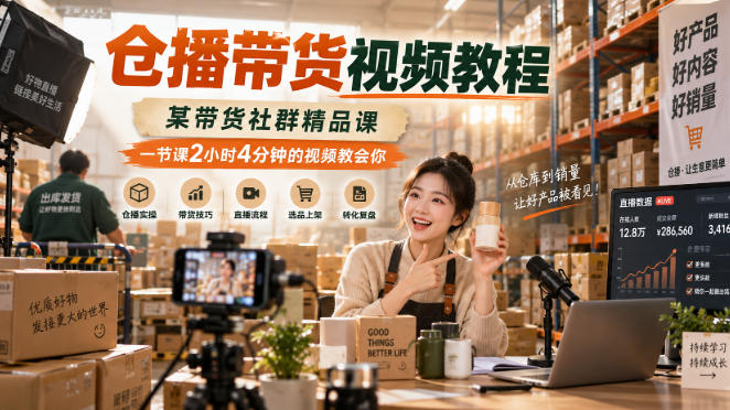 仓播带货视频教程，某带货社群精品课，一节课2小时4分钟的视频教会你-轻创星球网