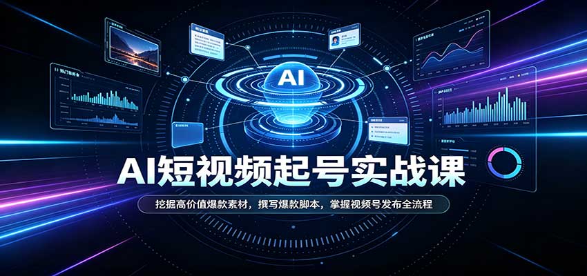 短视频AI起号实战课：挖掘高价值爆款素材，撰写爆款脚本，掌握视频号发布全流程-轻创星球网
