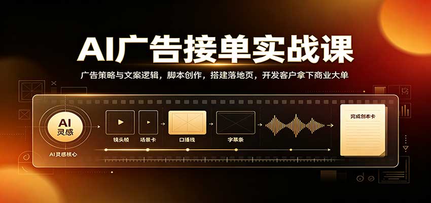 AI广告接单实战：广告策略与文案逻辑，脚本创作，搭建落地页，开发客户拿下商业大单-轻创星球网