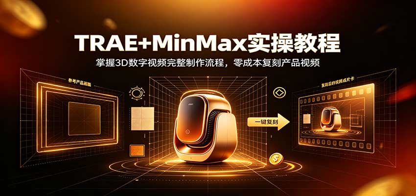 TRAE+MinMax实操教程：3D数字视频完整制作流程，零成本复刻产品视频-轻创星球网