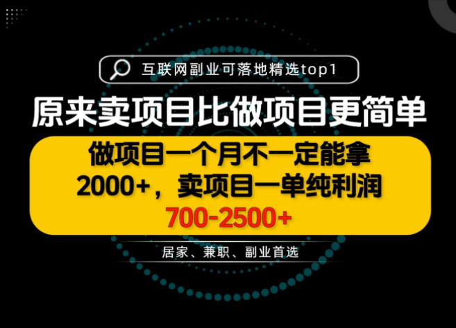 一单利润700-2.5K+，为什么我们要卖项目而不是做项目，我们普通人应该怎样开始？【揭秘】-轻创星球网