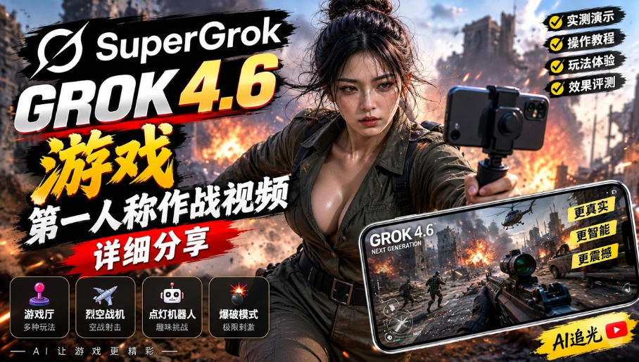 Grok 4.6也能做游戏？第一人称作战视频实测｜玩法详细讲解-轻创星球网
