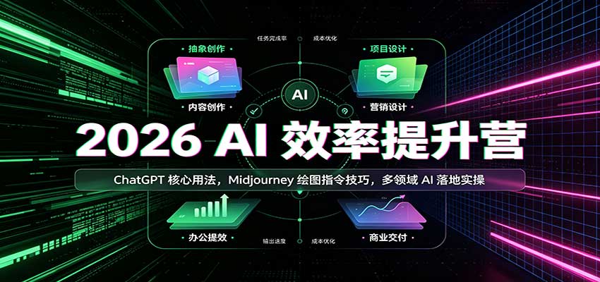 2026 AI效率提升营：ChatGPT核心用法，Midjourney绘图指令技巧，多领域AI落地实操-轻创星球网