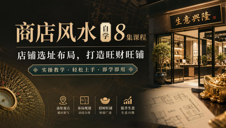 商店风水自学8集课程｜店铺选址布局，打造旺财旺铺实操教学-轻创星球网