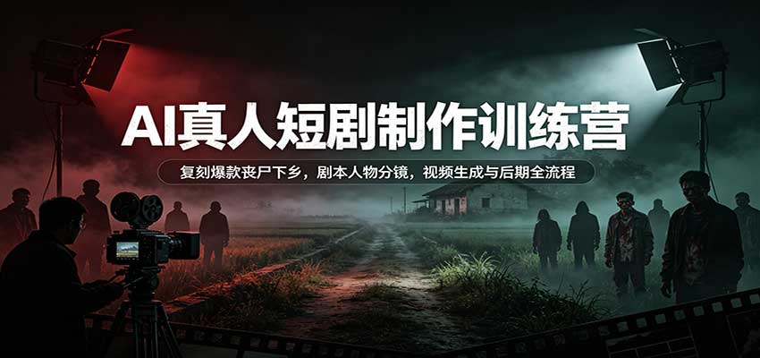 AI真人短剧制作训练营：复刻爆款丧尸下乡，剧本人物分镜，视频生成与后期全流程-轻创星球网