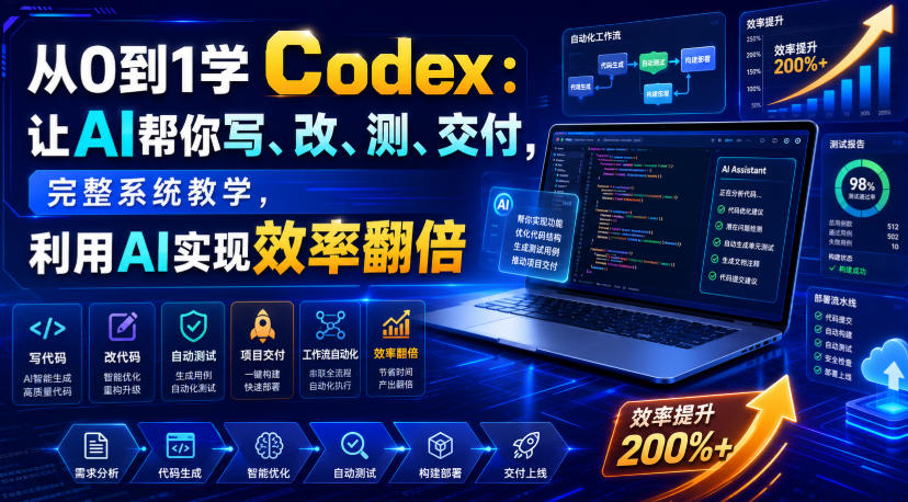 从0到1学Codex：让AI帮你写、改、测、交付，完整系统教学，利用AI实现效率翻倍(更新0918)-轻创星球网