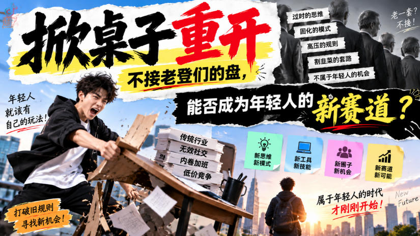 某公众号付费文章：掀桌子重开，不接老登们的盘，能否成为年轻人的新赛道？-轻创星球网