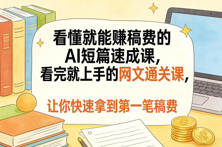 看懂就能賺稿费的AI短篇速成课，看完就上手的网文通关课，让你快速拿到第一笔稿费(更新8月)-轻创星球网