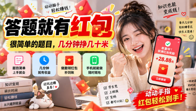 答题就有红包，很简单的题目，几分钟挣几十块，学生党上班族宝妈都可以玩【揭秘】-轻创星球网