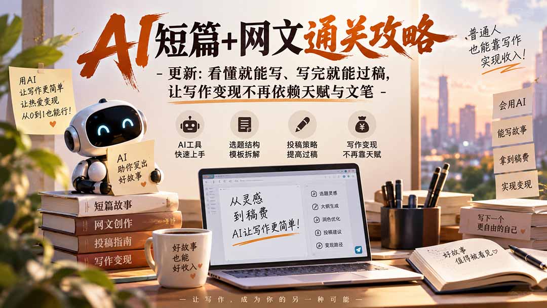 AI短篇+网文通关攻略-更新0921：看懂就能写、写完就能过稿，让写作变现不再依赖天赋与文笔-轻创星球网