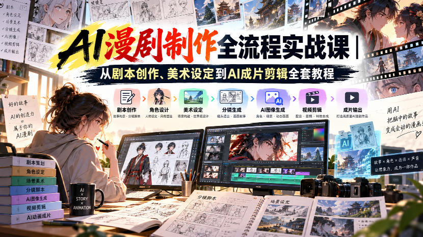 AI漫剧制作全流程实战课｜从剧本创作、美术设定到AI成片剪辑全套教程​-轻创星球网
