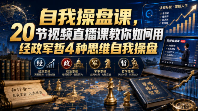 【无水印】自我操盘课，20节视频直播课教你如何用经政军哲4种思维自我操盘(更新0924)-轻创星球网