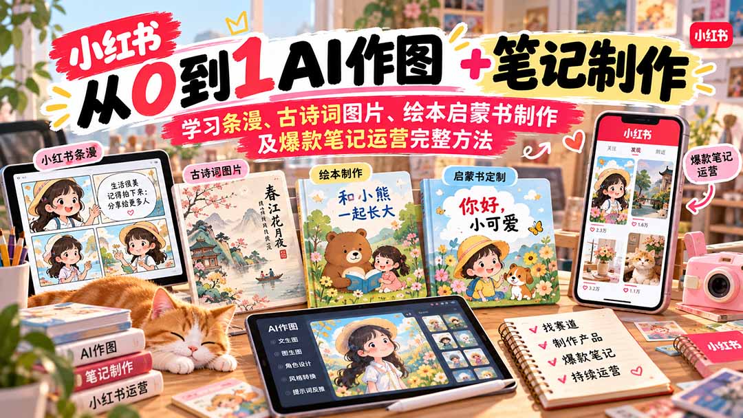 2026小红书AI内容创作从0到1：学习条漫、古诗词图片、绘本启蒙书制作及爆款笔记运营完整方法-轻创星球网