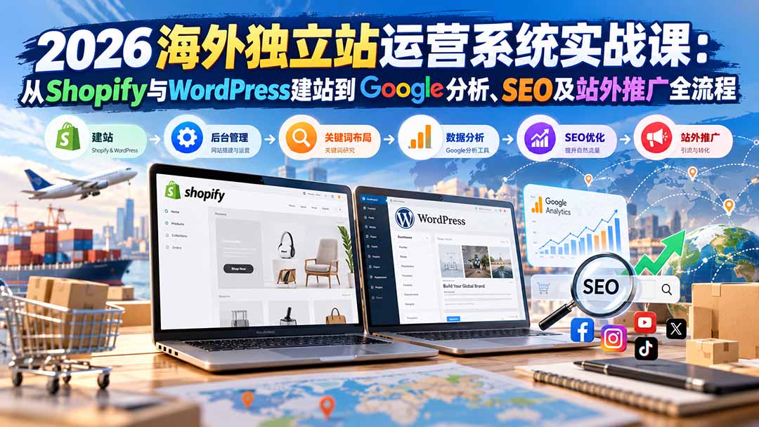 2026海外独立站运营系统实战课：从Shopify与WordPress建站到Google分析、SEO及站外推广全流程-轻创星球网