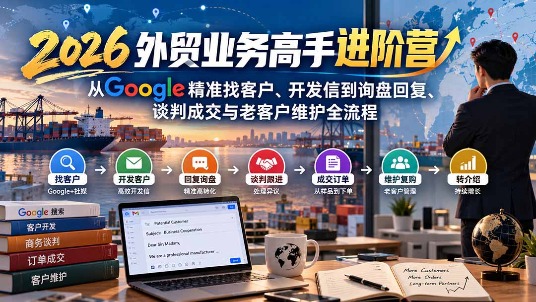2026外贸业务高手进阶营：从Google精准找客户、开发信到询盘回复、谈判成交与老客户维护全流程-轻创星球网
