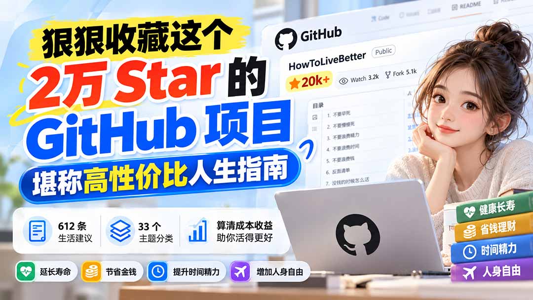 狠狠收藏这个 2 万 Star 的 GitHub 项目，堪称高性价比人生指南。-轻创星球网