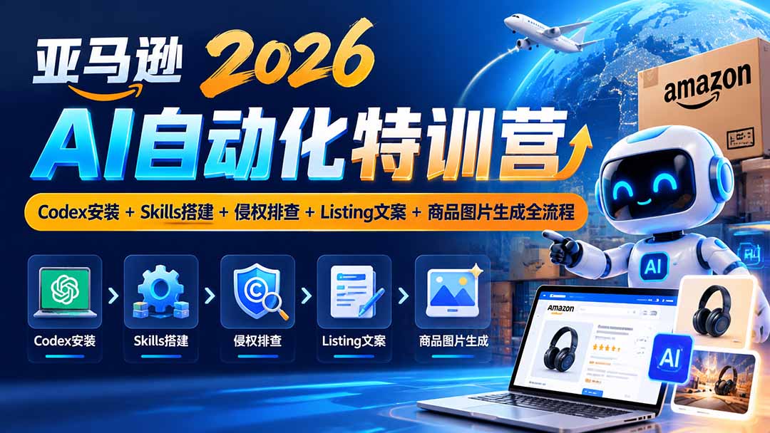 亚马逊2026AI自动化-10月特训营：Codex安装+Skills搭建+侵权排查+Listing文案+商品图片生成全流程-轻创星球网