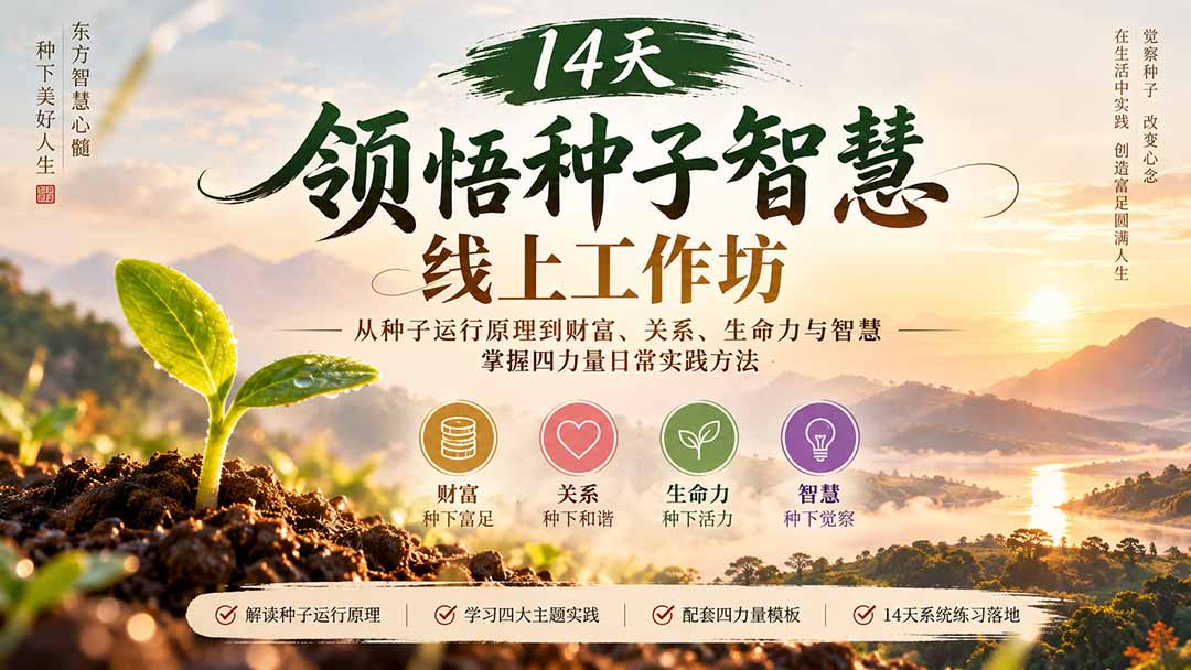 14天领悟种子智慧线上工作坊｜从种子运行原理到财富、关系、生命力与智慧，掌握四力量日常实践方法-轻创星球网