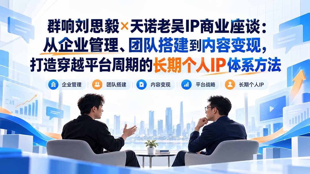 群响刘思毅×天诺老吴IP商业座谈：从企业管理、团队搭建到内容变现，打造穿越平台周期的长期个人IP体系方法-轻创星球网