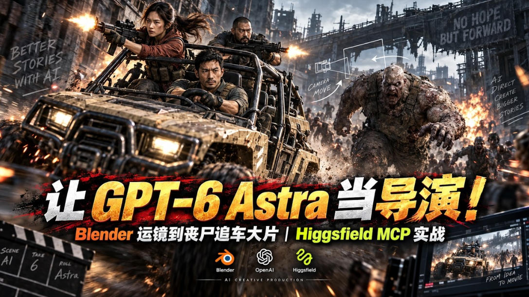 让GPT-6 Astra当导演！Blender运镜到丧尸追车大片｜Higgsfield MCP实战-轻创星球网