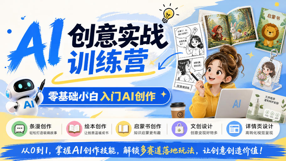 AI创意实战训练营，零基础小白入门AI创作，解锁条漫、绘本、启蒙书、文创、详情页多赛道落地玩法-轻创星球网