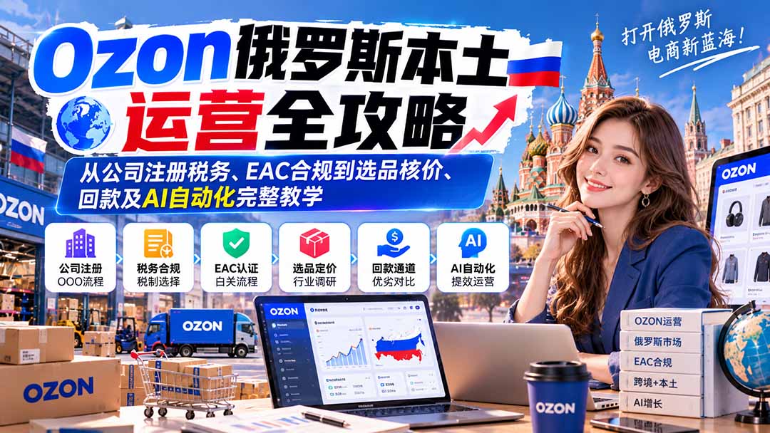 Ozon俄罗斯本土运营全攻略：从公司注册税务、EAC合规到选品核价、回款及AI自动化完整教学-轻创星球网