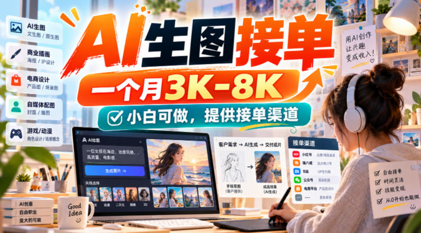 AI生图接单，一个月3K-8K，小白可做，提供接单渠道-轻创星球网
